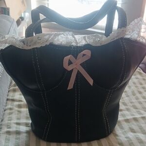 Corsett Black Lace-Trimmed Handbag